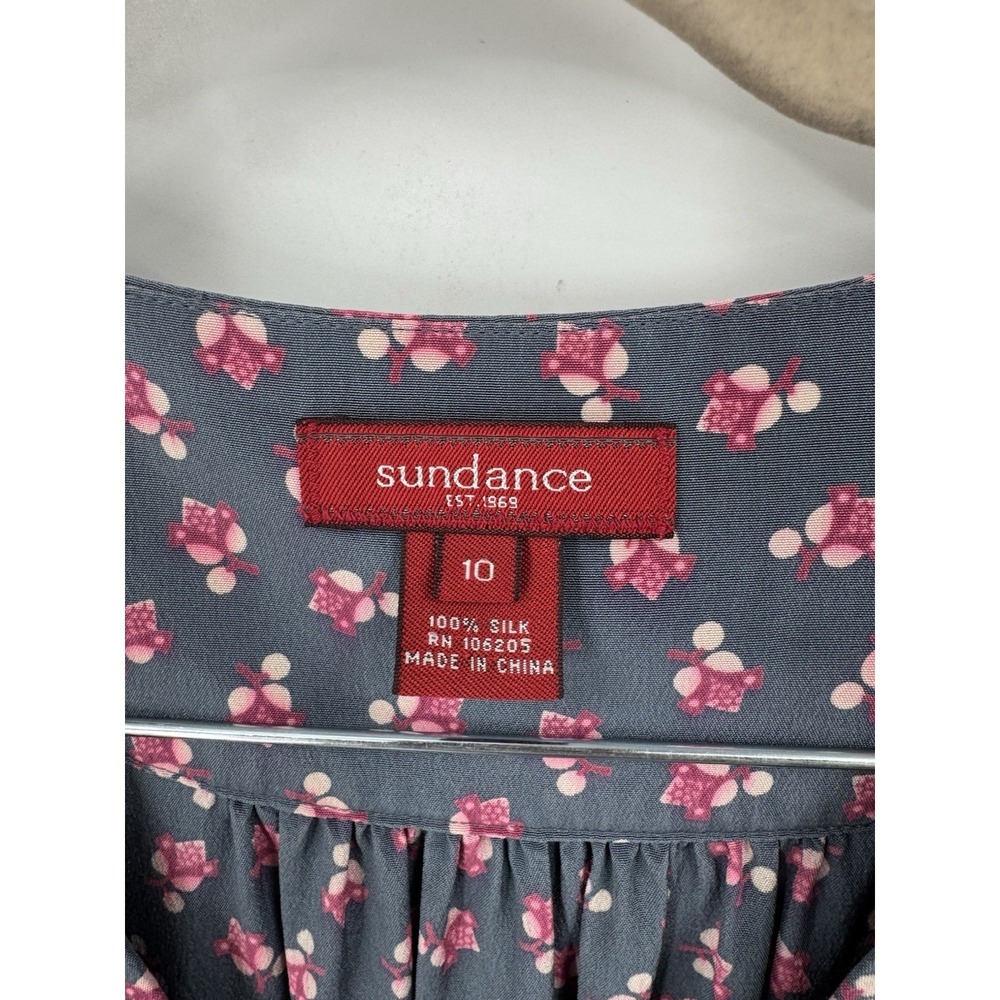 Floral Short-Sleeve V-Neck Midi Dress in Charcoal with Pink Print - Picture 3 of 7